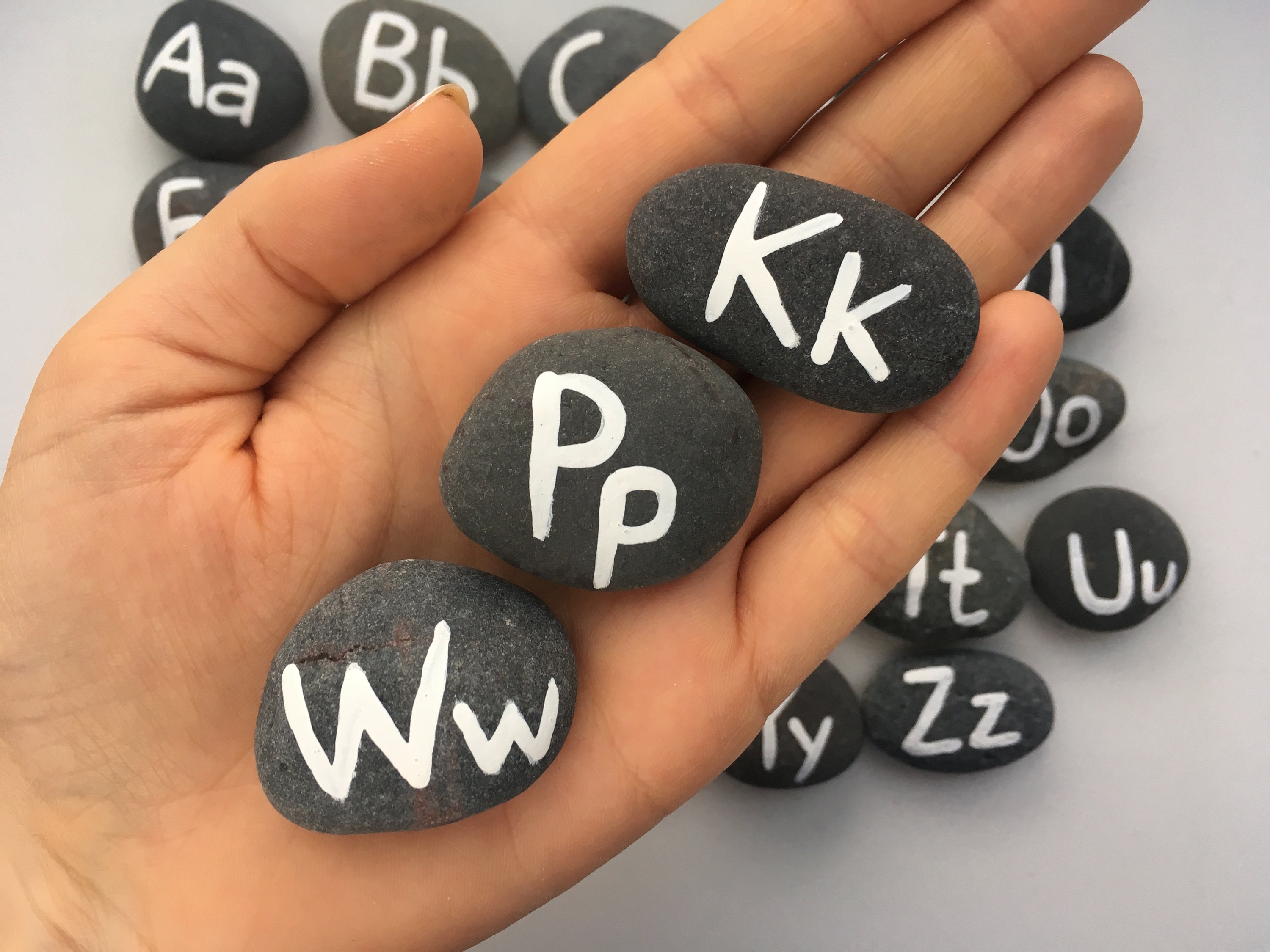 Alphabet rocks Montessori learning ABC stones Learn alphabet | Etsy