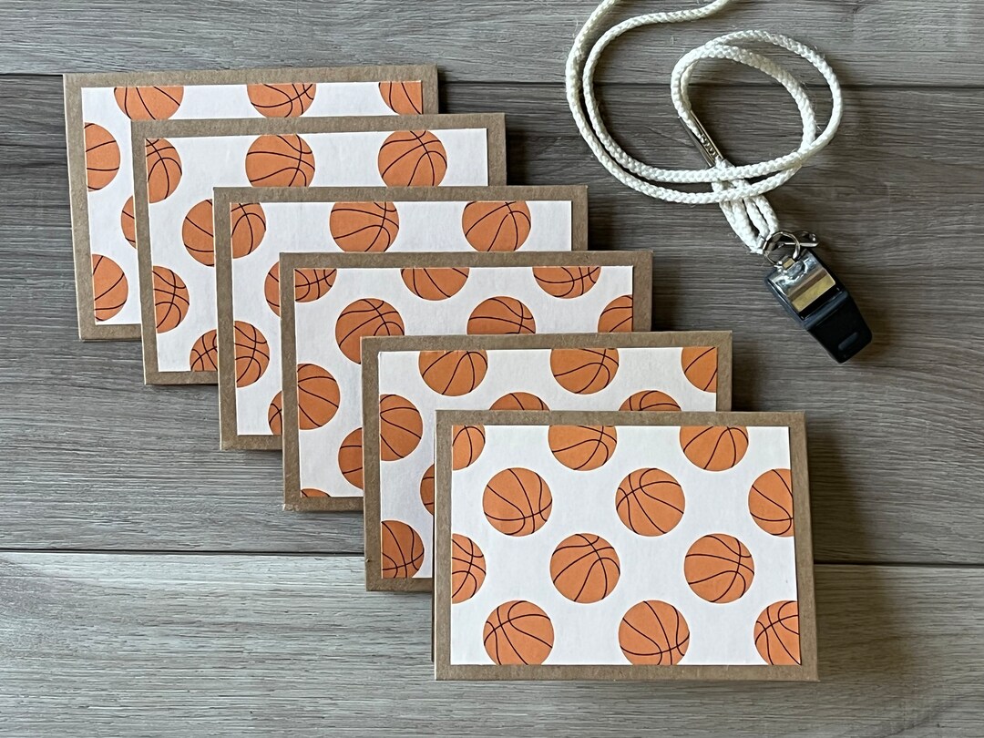 Basketball Notecard Set of 6 Kraft Notecards With Matching Envelopes - Etsy