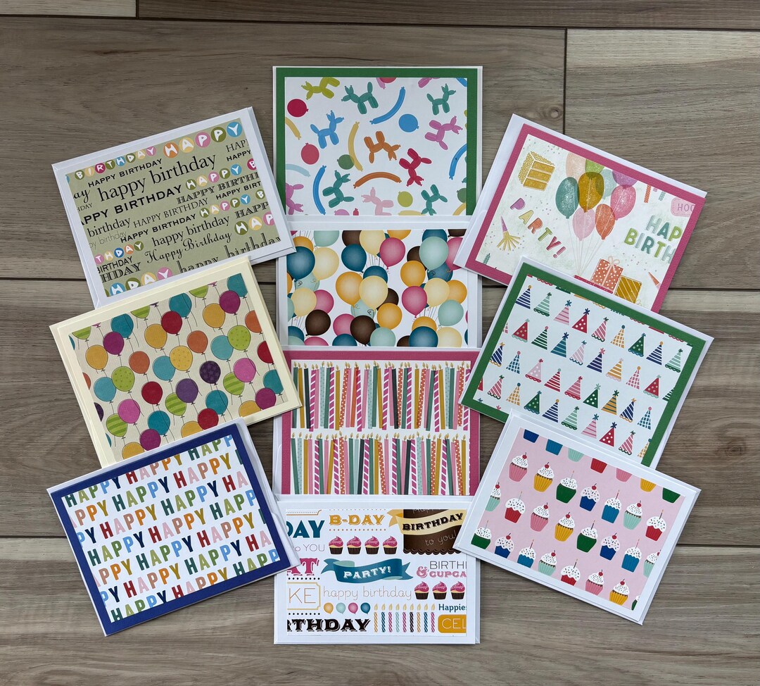 Birthday Card Assortment, Set of 10 Handmade Birthday Cards and ...