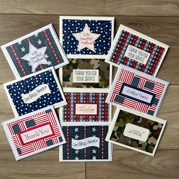 Thank a Veteran Card Assortment, 10 Handmade Cards