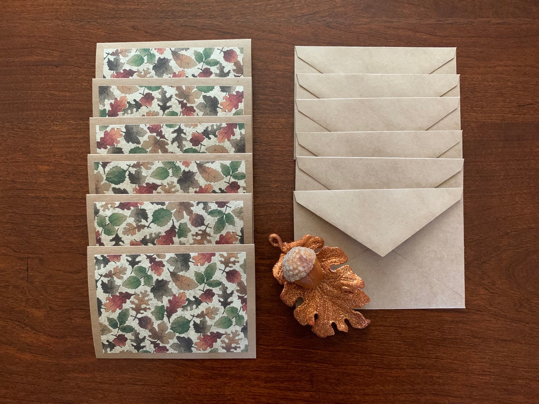 Autumn Leaves Notecard Set of 6 Kraft Notecards With Matching Envelopes ...