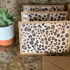 Cheetah Print Notecard Set of 6 Kraft Notecards With Matching Envelopes ...