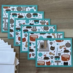 l Love My Cat Notecards, Set of 6 Blank Notecards with Envelopes, Handmade