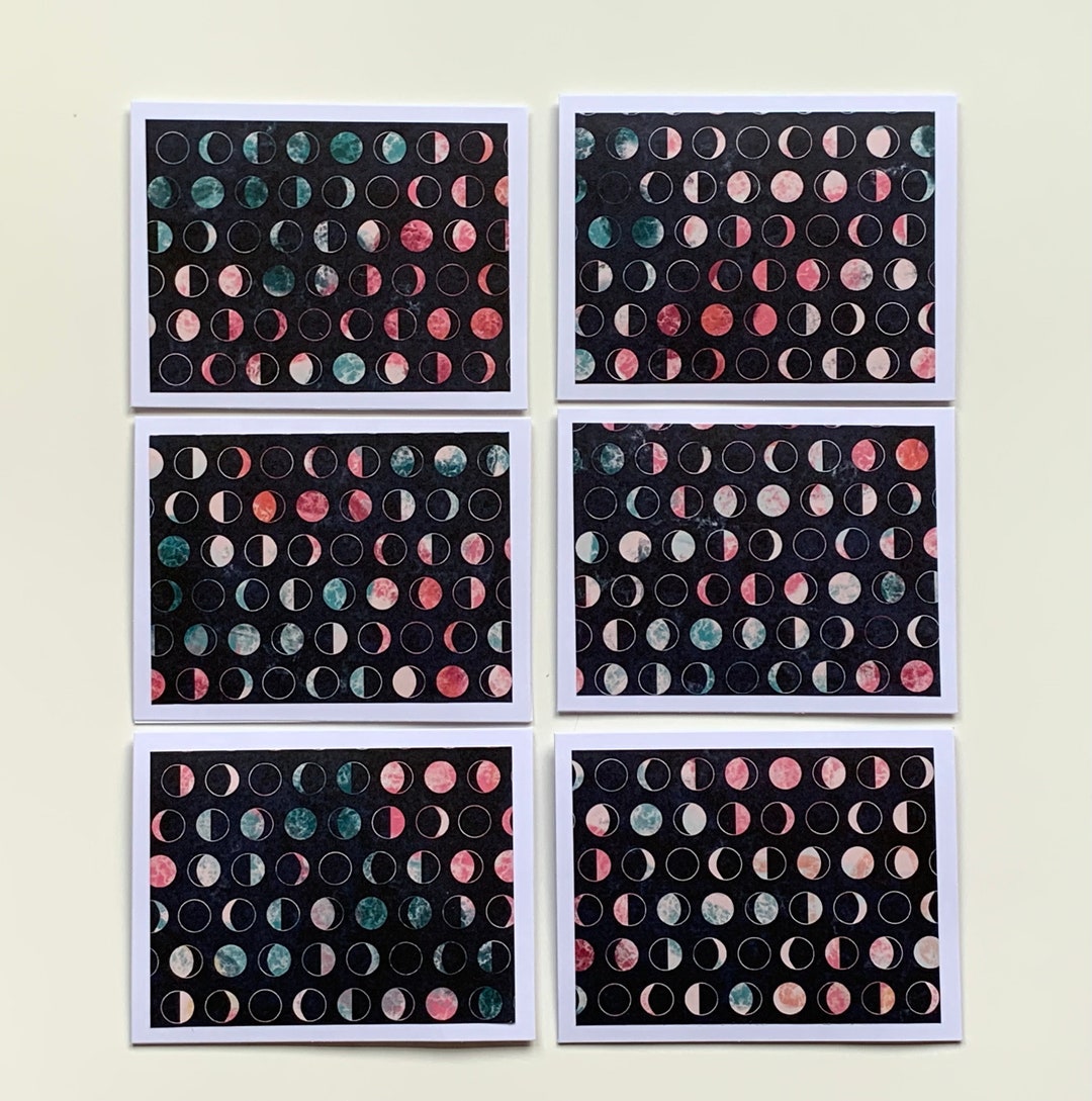 Moon Phases Notecard Set of 6 Notecards With White Envelopes - Etsy