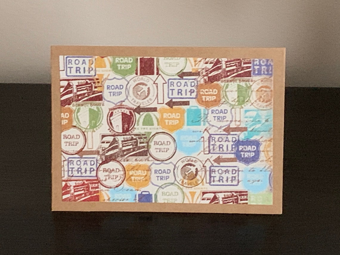 Road Trip Notecard Set of 6 Kraft Notecards With Matching - Etsy