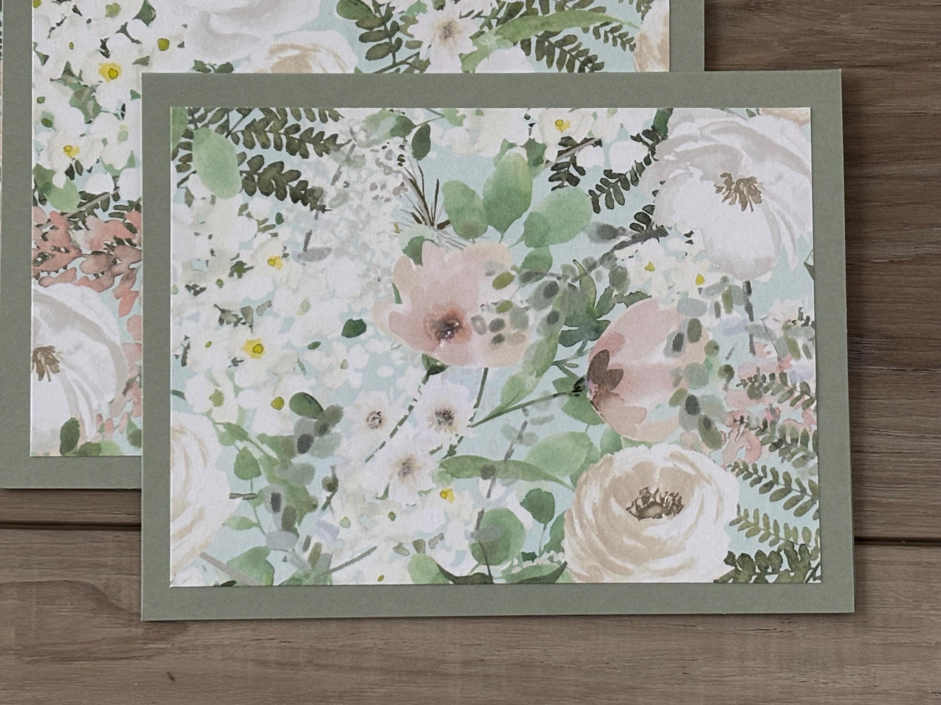 Handmade Pastel Flowers With Greenery Notecards, Set of 6 Blank Cards ...