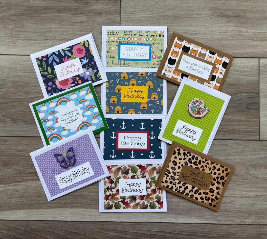 Birthday Card Assortment, Set of 10 Handmade Birthday Cards and ...