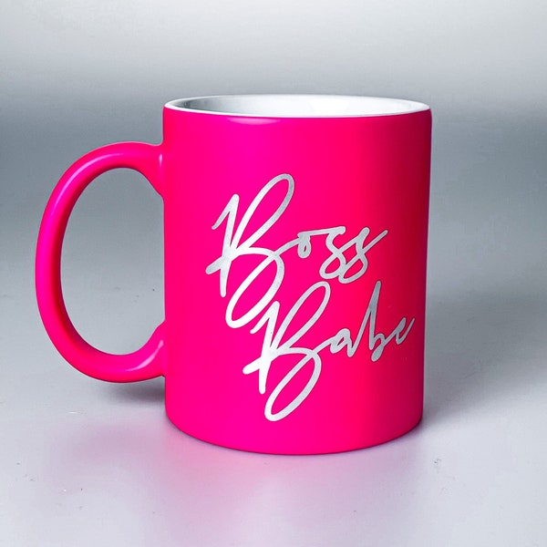 Hot Pink Fancy Boss Babe Coffee Mug, Girl Boss, Trendy Gift for Her, Woman Owned, Entrepreneur, Gold, Rose Gold, Silver