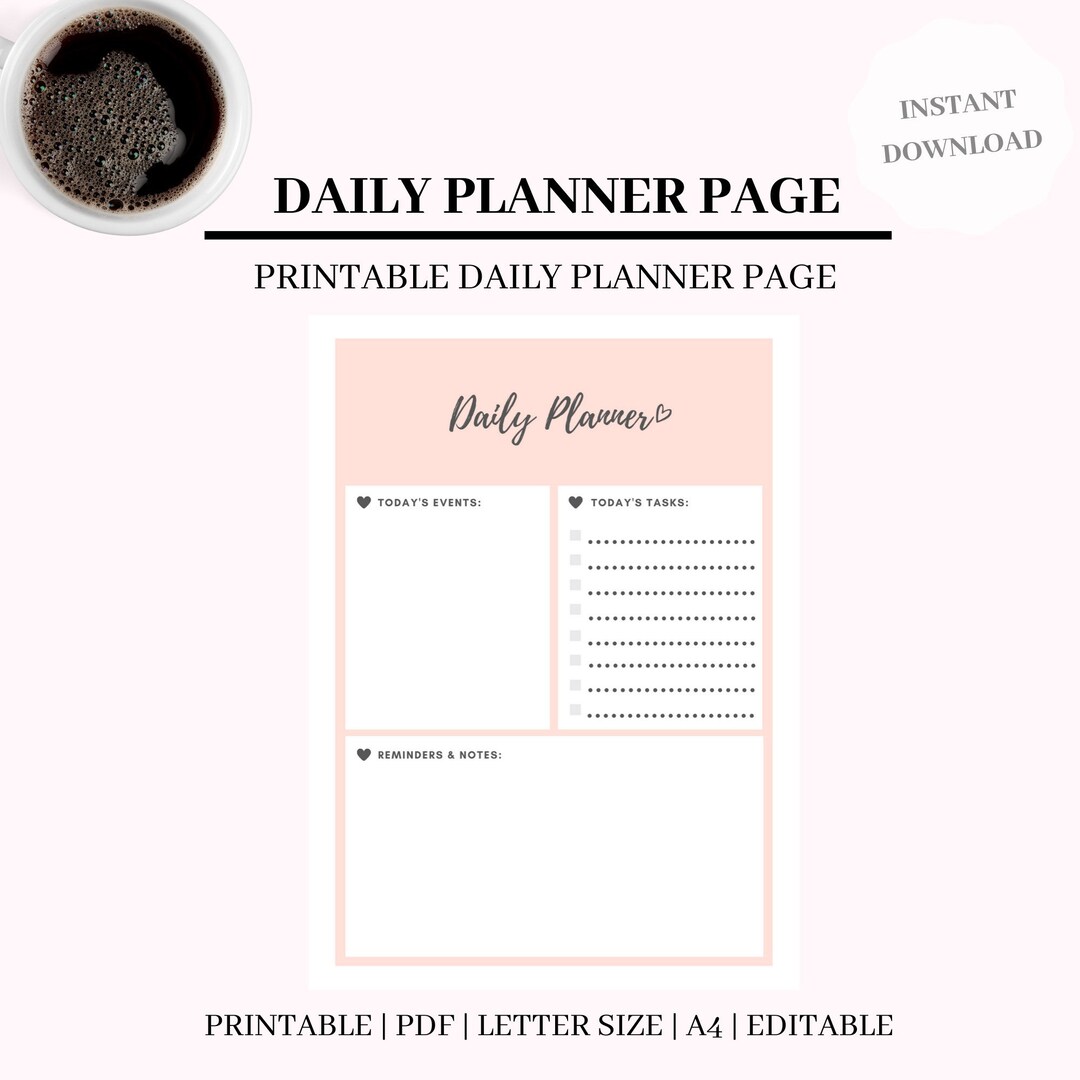 Daily Planner Printable, Happy Planner Insert, A4 Daily Planner,planner ...
