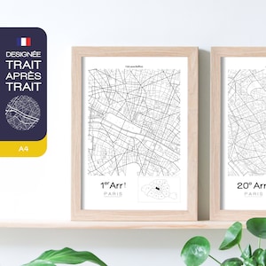 Affiche Paris arrondissement au choix A4