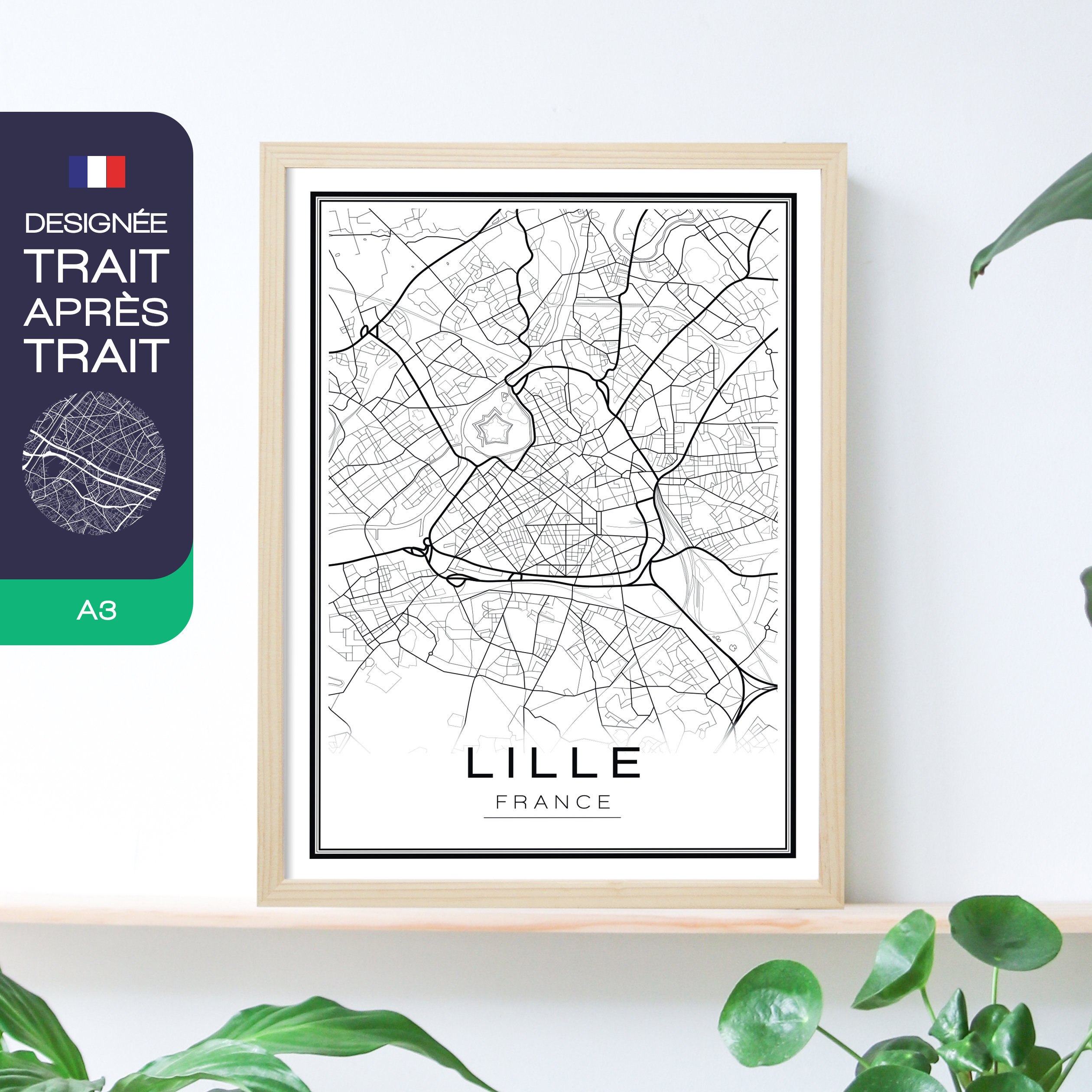 Affiche Lille Map Format A3