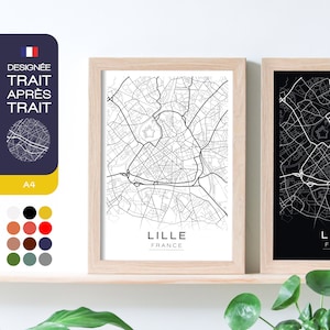 Affiche Lille Map A4 - couleur au choix