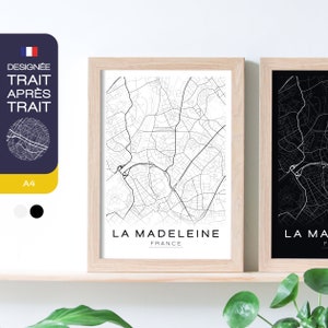 Affiche carte La Madeleine lille A4