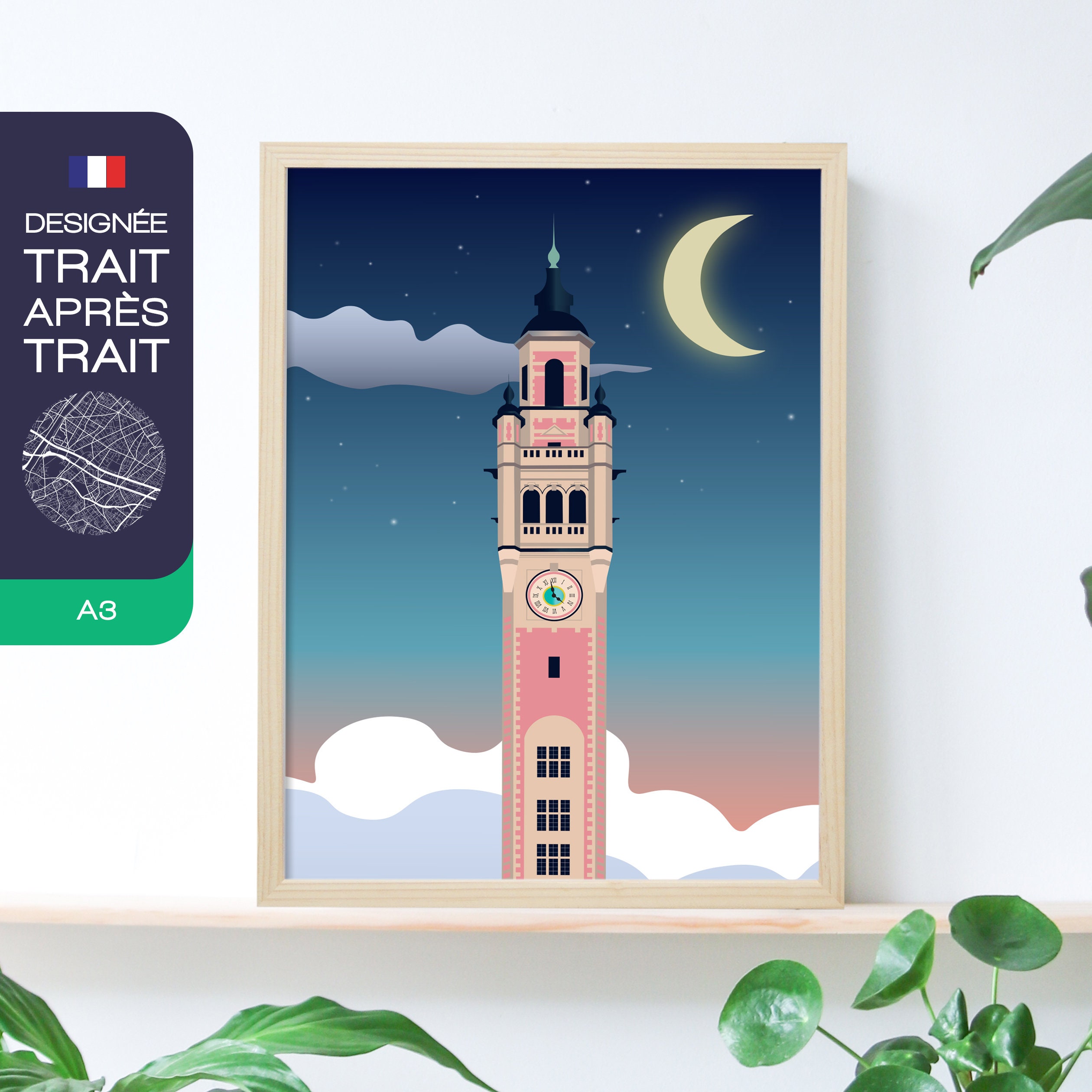 Affiche Beffroi de Lille By Night A3