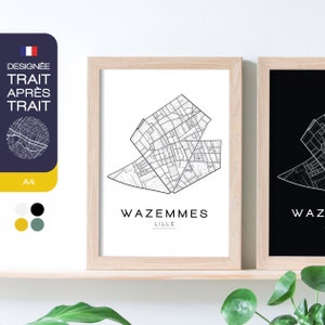 Affiche Wazemmes Lille Map A4