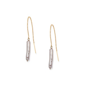 Freshwater Pearl Threader Earrings, Bride Earrings, Bridesmaid Earrings, Freshwater Pearl Earrings, Day of Wedding Earrings