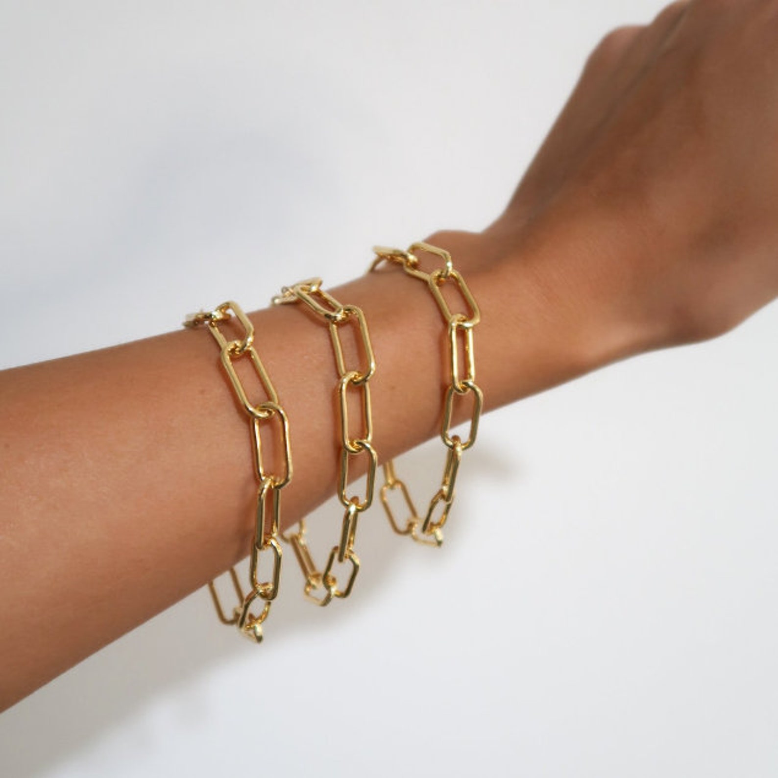 24k Gold Filled Paper Clip Bracelet Etsy
