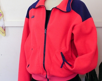 Vintage Columbia Fleece Zip Up Jacket / hot pink purple jacket, athletic wear, 90s sweater, hiking clothes, retro outerwear, zipper jacket