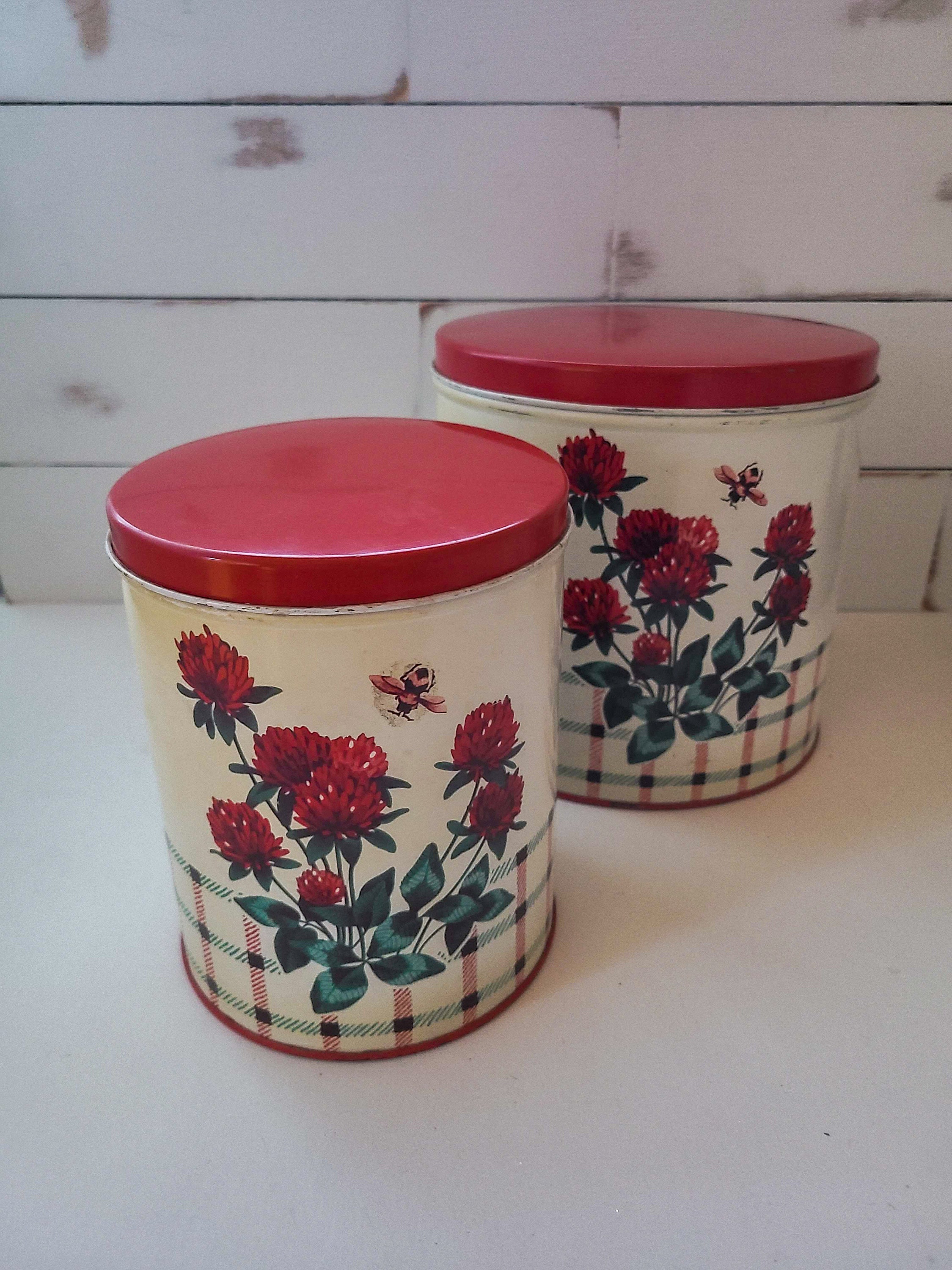Vintage Metal Storage Tins / Metal Tin With Lid, Metal Tin Box, Vintage Metal Canister