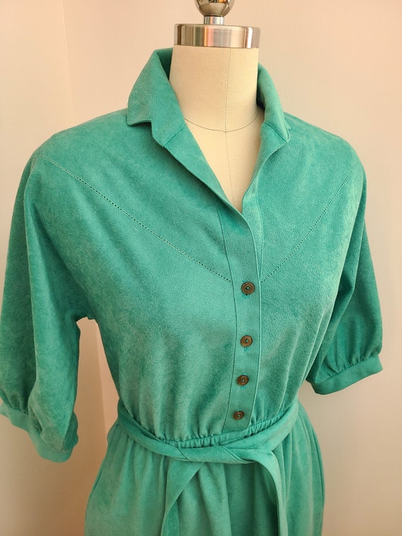 Vintage Turquoise Suede Dress / western style dre… - image 2