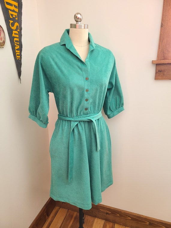 Vintage Turquoise Suede Dress / western style dre… - image 1