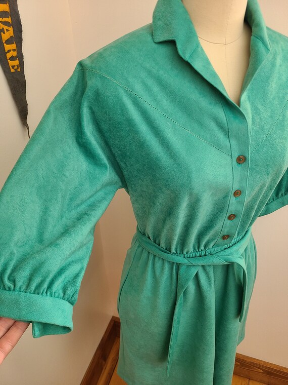 Vintage Turquoise Suede Dress / western style dre… - image 3