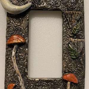 Handcrafted cottagecore mushroom moon stars light switch cover
