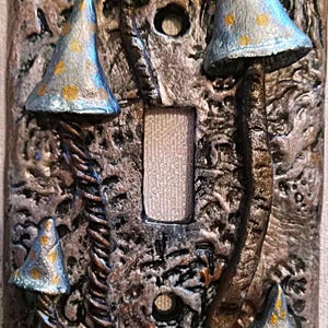 Cottagecore fantasy mushroom light switch cover