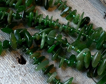 Green Jade Tusk Beads