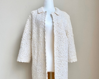 60s ivory ribbonwork coat | size small - medium