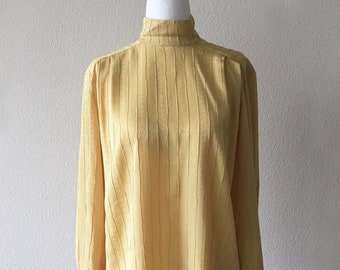 vintage 70s golden yellow top | long sleeve mock neck | size S/M