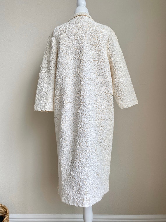 60s ivory ribbonwork coat | size small - medium - image 6