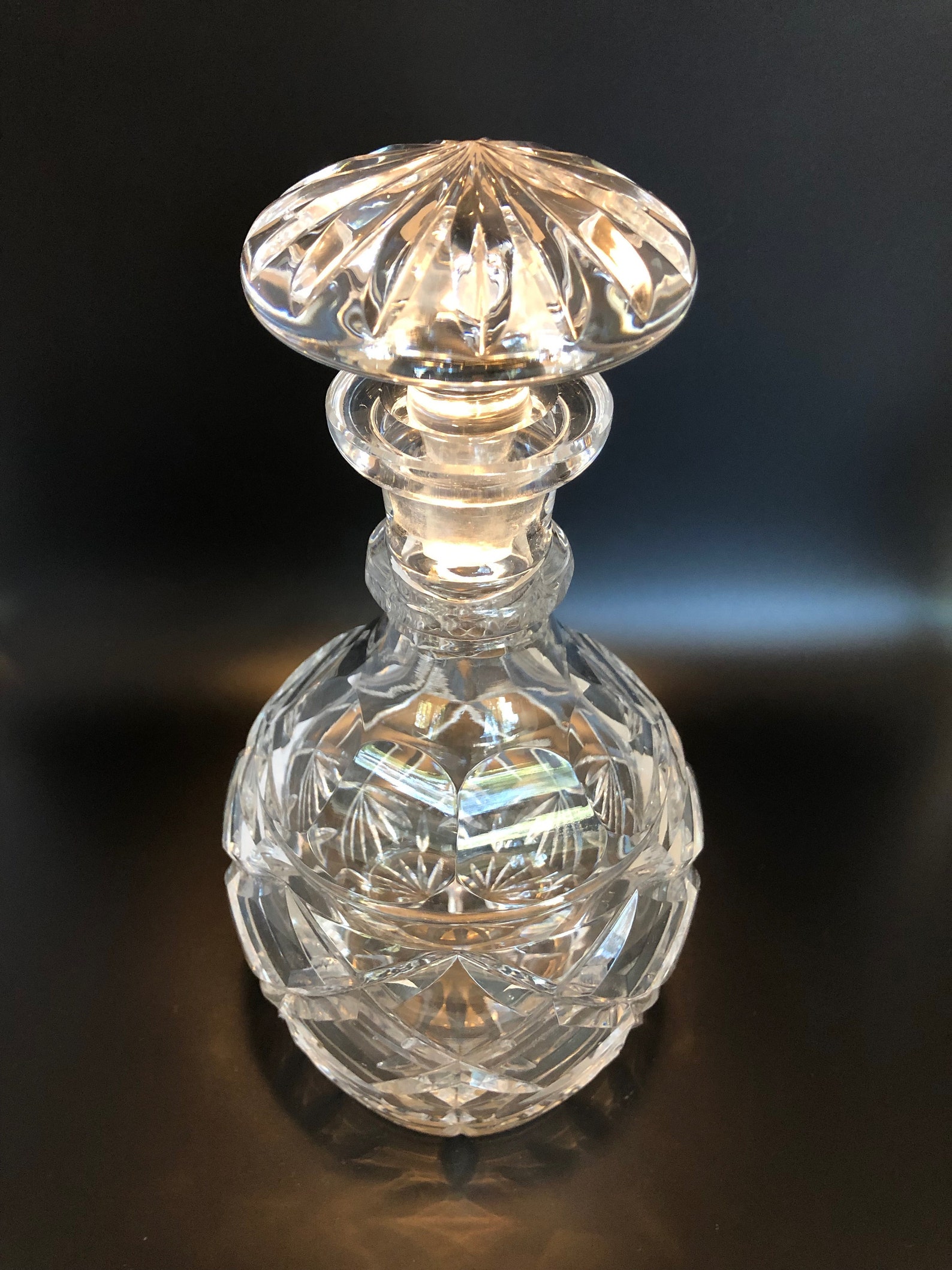 Vintage Crystal Decanter With Criss Cross Cut and Thumbprint Design Etsy