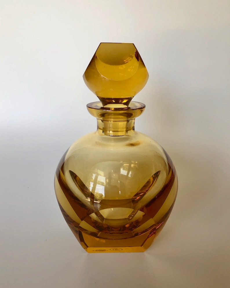 Bohemian Czech Amber Cut Glass Perfume Bottle by Moser Etsy