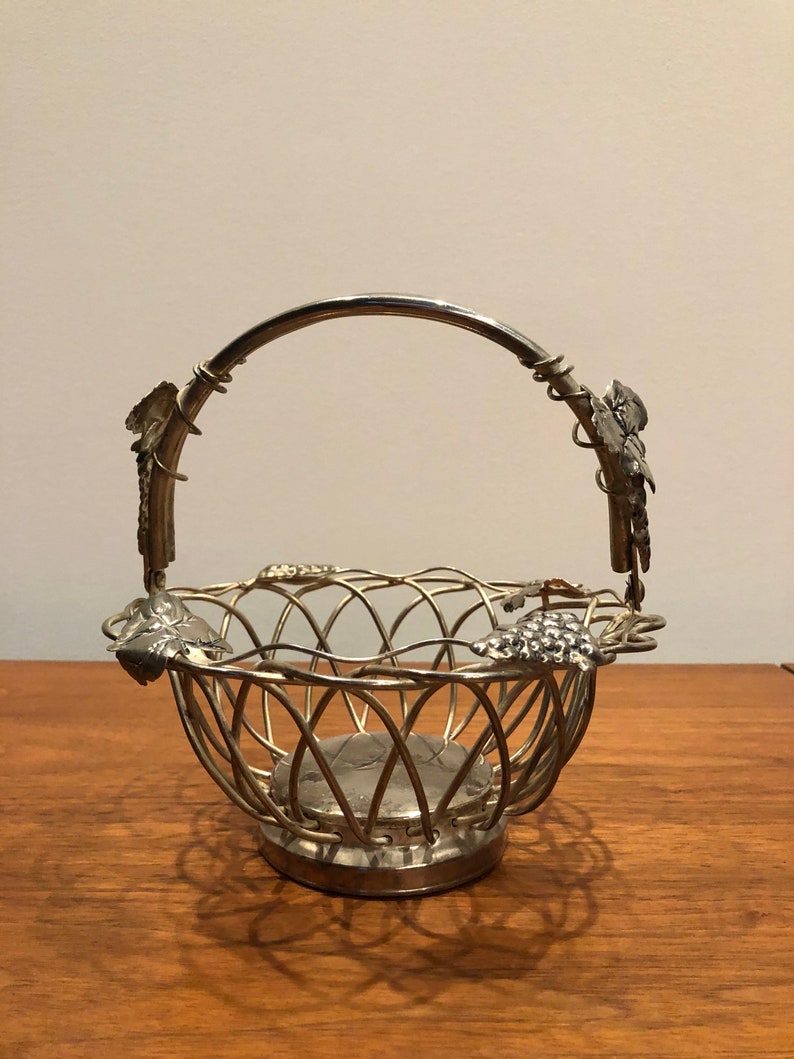 Vintage Godinger Silverplate Basket With Grapevine Motif Etsy