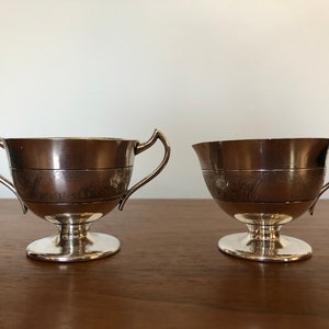 Sweet Vintage Silver Plate Sugar Bowl and Creamer