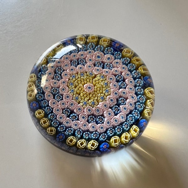 Antique Baccarat Concentric Millefiori Signed Glass Paperweight, 1986