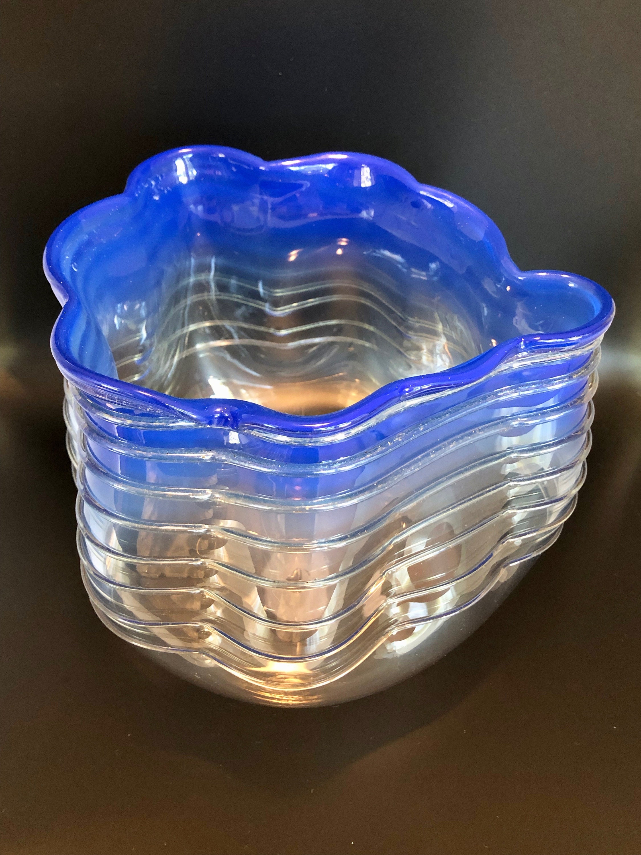 Blue Banded Glass Vase by Canadian Artist Brian Ashby Signed Etsy Canada