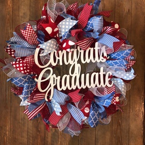 Congrats Graduate front door wreath, college or high school graduation wreath, school wreath, congratulations graduate wreath, Free shipping