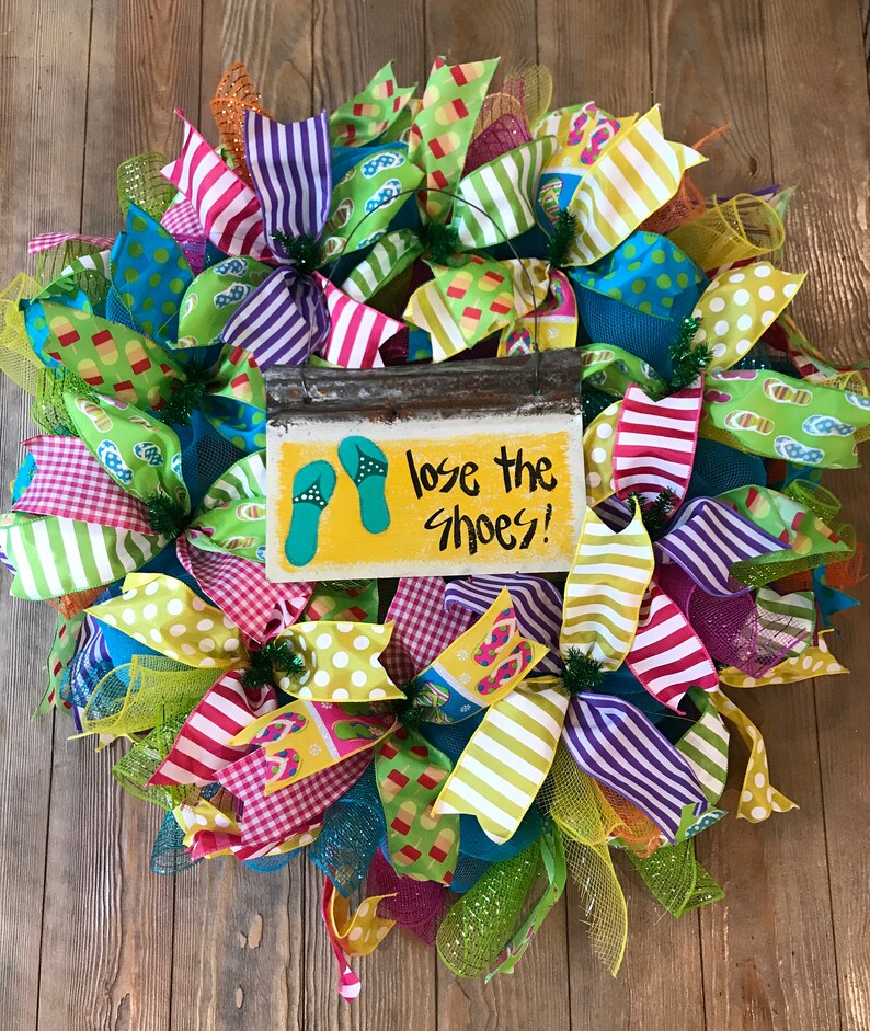 Lose The Shoes Flip Flop Wreath Front Door Wreath Summer Etsy