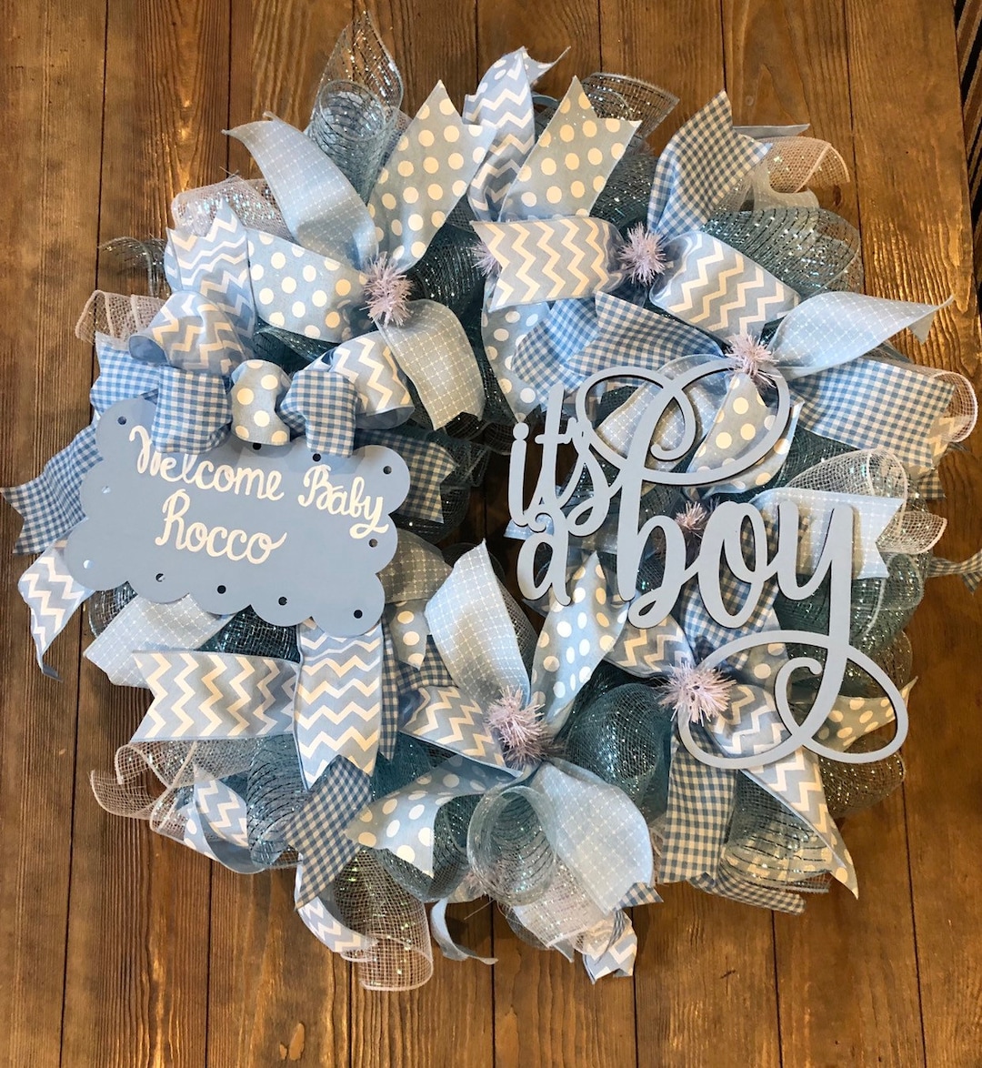 Custom "its a Boy" Wreath, Baby Boy Wreath, Front Door Wreath, Baby ...