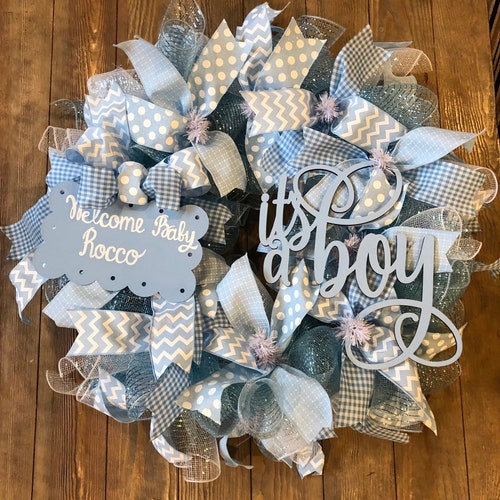 Custom its a Boy Wreath Baby Boy Wreath Front Etsy