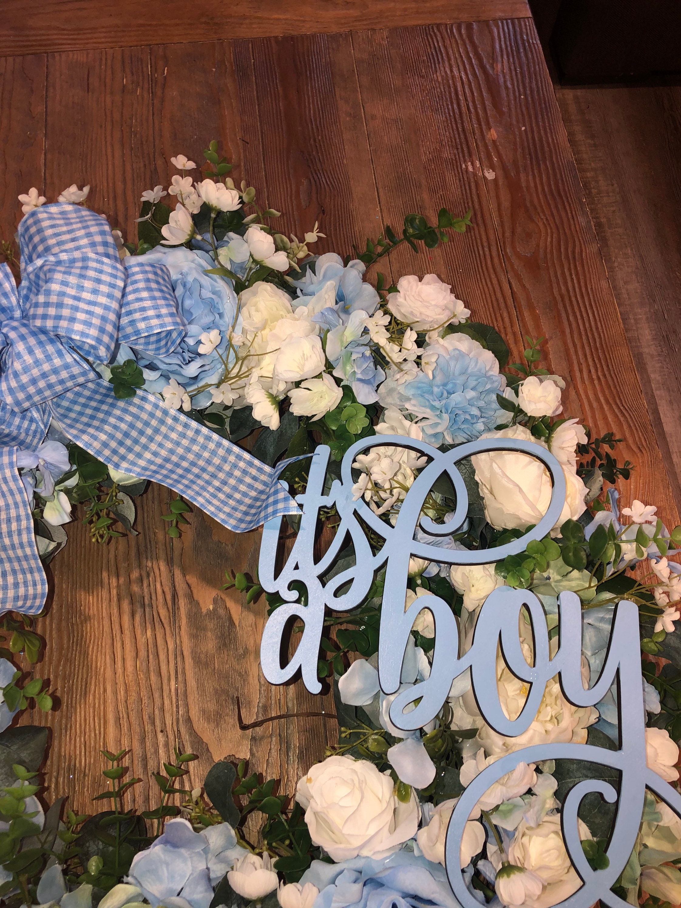 Custom its a Boy Wreath Baby Wreath Baby Boy Floral - Etsy