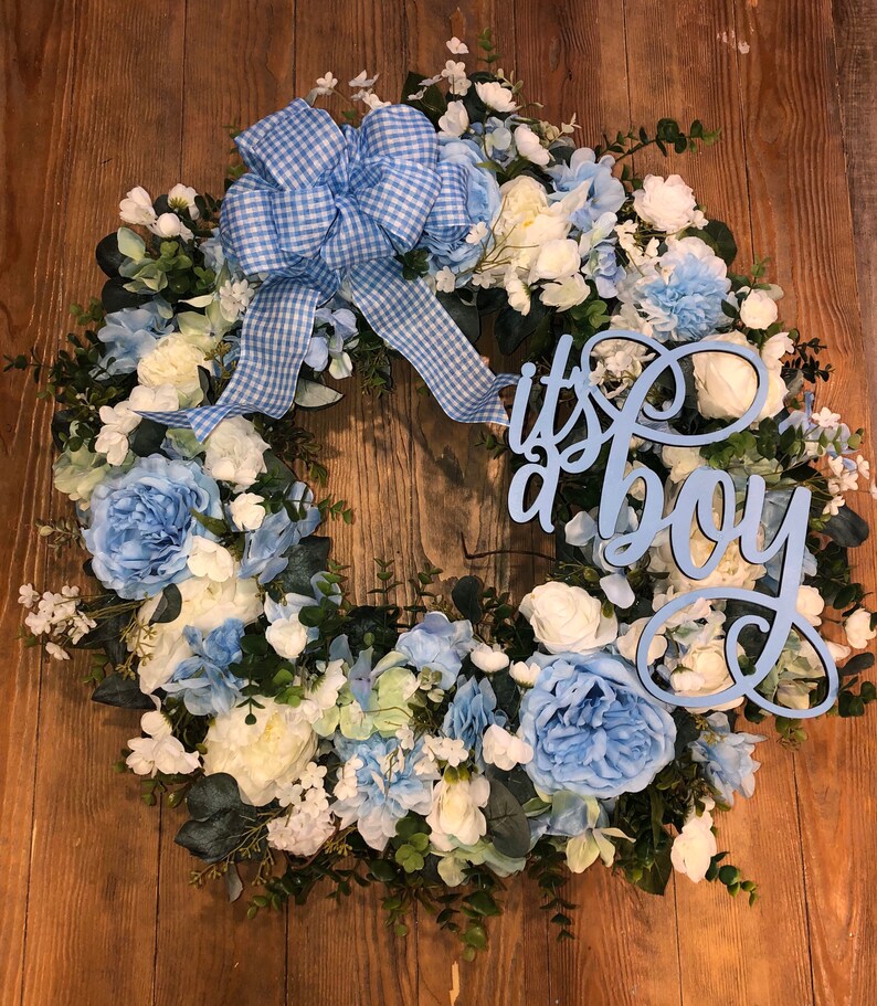 Custom its a Boy Wreath Baby Wreath Baby Boy Floral - Etsy