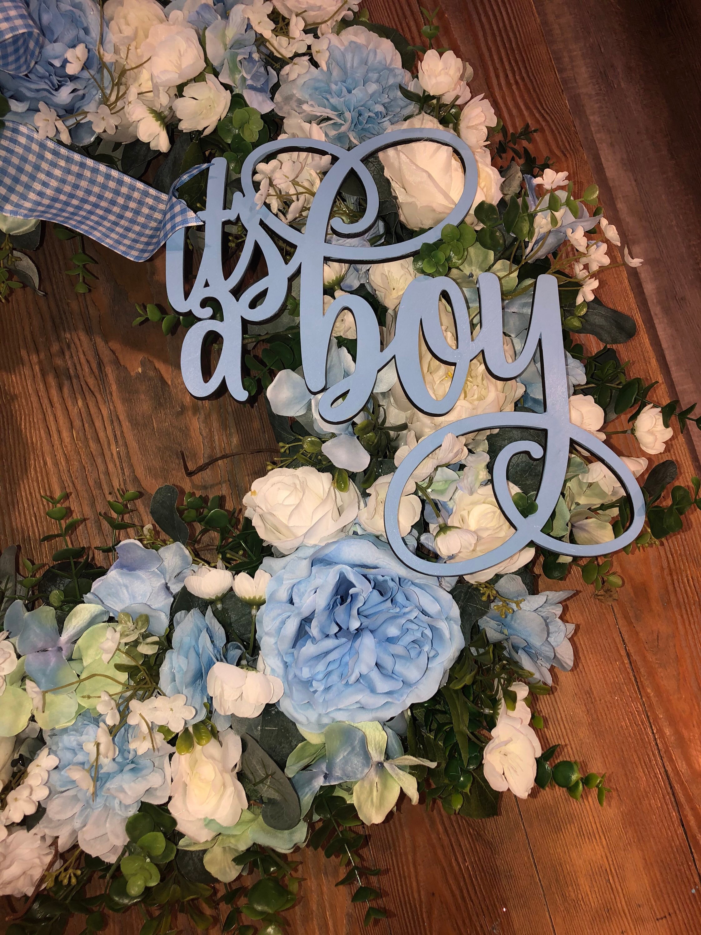 Custom its a Boy Wreath Baby Wreath Baby Boy Floral - Etsy