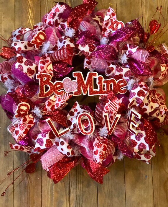 Valentines Day Wreath Valentines Day Front Door Wreath Etsy