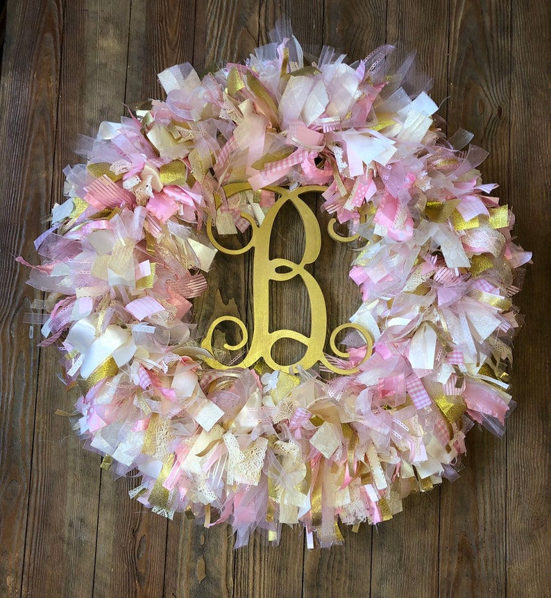 Ribbon Wreath Baby Shower Its A Girl Lace And Pink Initial Gift Free