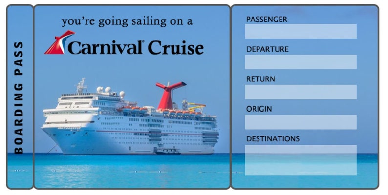 Carnival Cruise Ticket Boarding Pass Gift Printable Editable Instant Carnival Cruise Ticket Boarding Pass Gift Printable Editable Instant