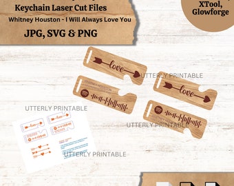 Valentines Couple Keychains - SVG Laser Cut Files - Jpg Png Pdf | Whitney Houston - I Will Always Love You