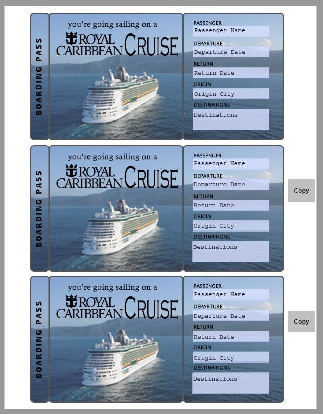 Royal Caribbean Cruise Gift Boarding Pass Editable Printable - Etsy